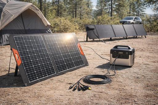 Affordable foldable panel that charges most portable power stations during daylight