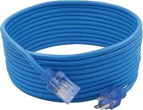 Clear Power 50 ft 14/3 SJTW -50°C Extreme Cold Weather Outdoor Extension Cord, Blue