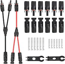 MC4 Solar Panel 2-to-1 Y-Branch Connector Kit, 6 Pairs M/F Connectors, 2 Spanners