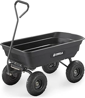 Gorilla Carts 600 lb Poly Garden Dump Cart with 4 Cu Ft Tub, Black
