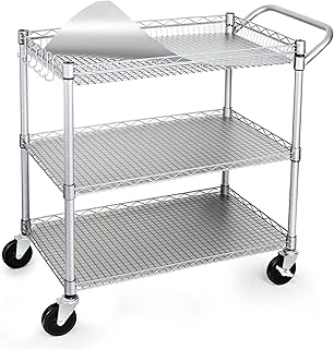 WDT 990lb Heavy Duty Rolling Utility Cart, NSF, Metal, Gray