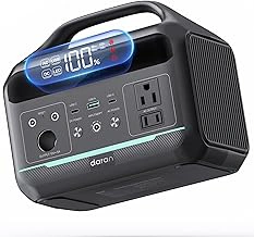 DARAN Portable Power Station 300W, 192Wh LiFePO4 Solar Generator with 60W PD Fast Charge