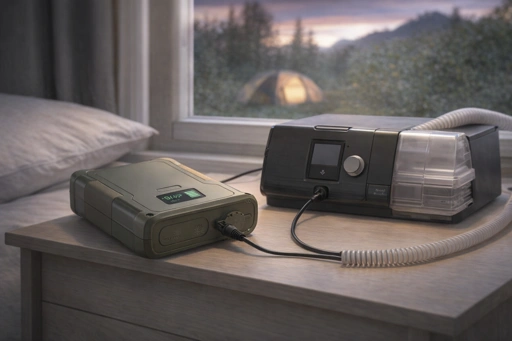 Dedicated CPAP battery that runs one or two nights without grid power