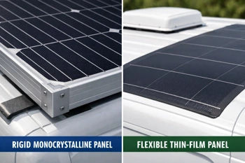 Power output, thermal losses, and mounting constraints compared across both panel types.