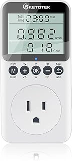 KETOTEK Watt Meter Power Plug Electricity Monitor with LCD Display, Overload Protection